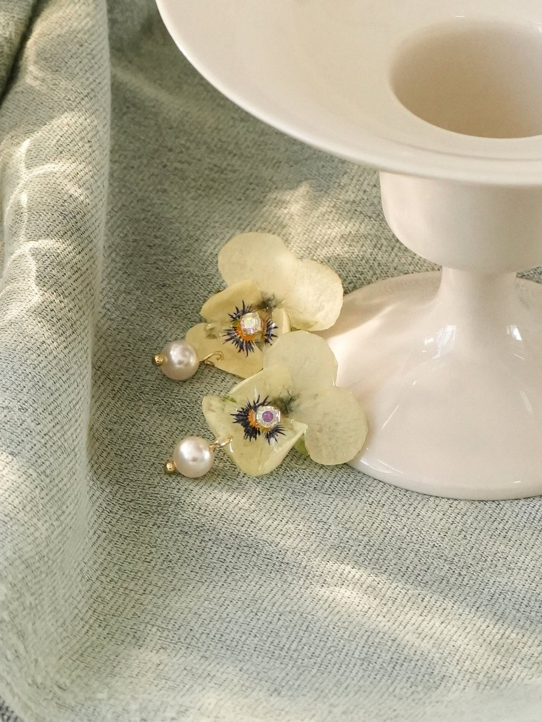 "Singing Garden" Real Viola Pansy Earrings