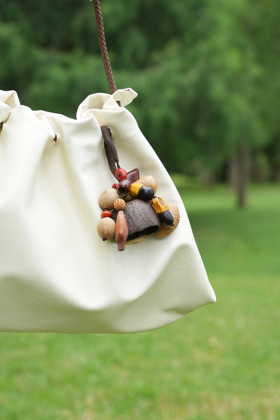 "The Woodland Harvest" - Mixed Forest Nut Cluster Charm with Lucky Red Seeds