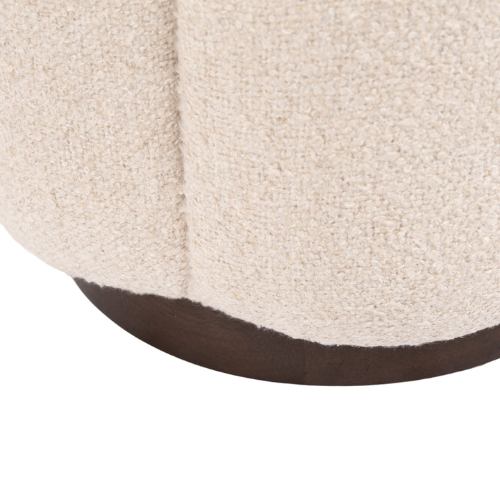 Lucida Round Tufted Ottoman Fabric and Wood